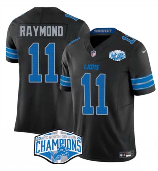 Men%27s Detroit Lions #11 Kalif Raymond Black 2024 NFC North Champions F.U.S.E. Vapor Limited Stitched Jersey